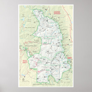Poster do mapa da sequóia & dos reis Garganta