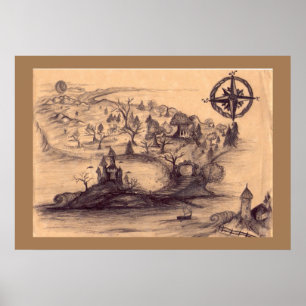 Poster do mapa da terra da fantasia