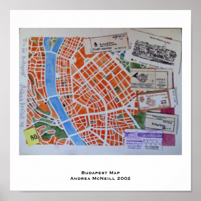 Poster do mapa de Budapeste (Frente)