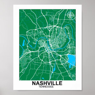 Poster do Mapa de Cidade de Nashville
