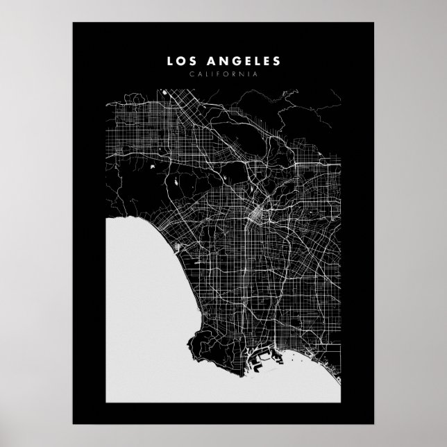 Poster do Mapa de Cidade Escura de Los Angeles (Frente)
