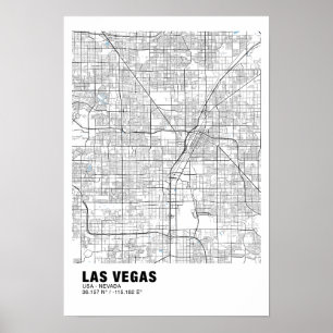 Poster do Mapa de Las Vegas - Mapa Branco de Nevad