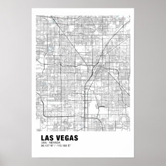 Poster do Mapa de Las Vegas - Mapa Branco de Nevad