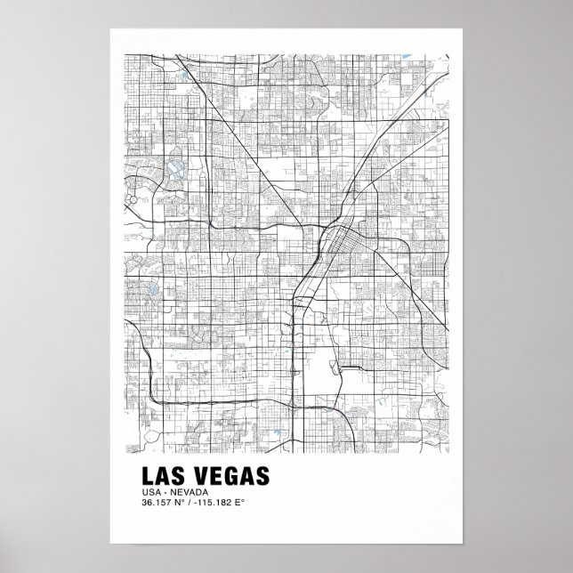 Poster do Mapa de Las Vegas - Mapa Branco de Nevad (Frente)