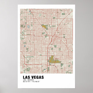 Poster do Mapa de Las Vegas - Mapa de Vintage de N