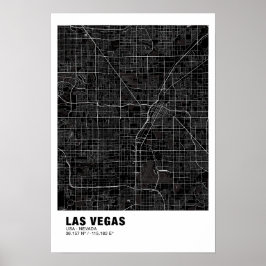 Poster do Mapa de Las Vegas - Mapa Negro de Nevada