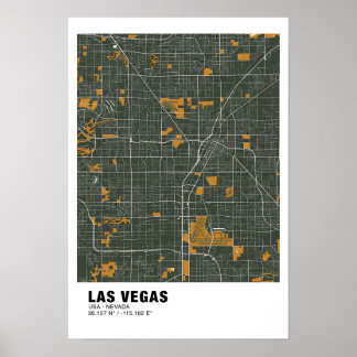 Poster do Mapa de Las Vegas - Mapa Verde de Nevada