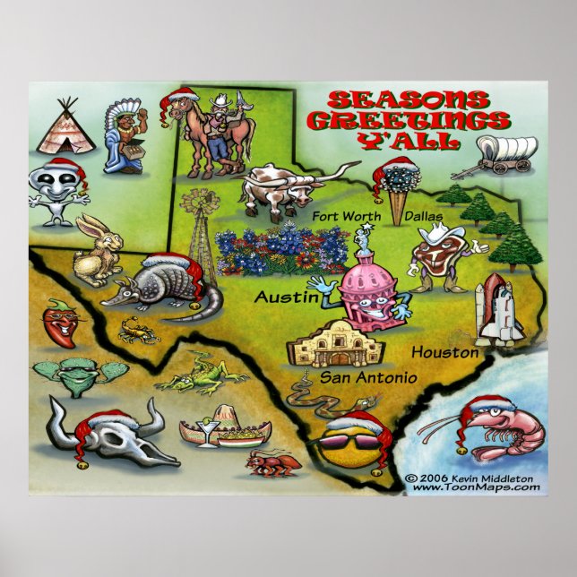 Poster do Mapa de Natal TEXAS (Frente)