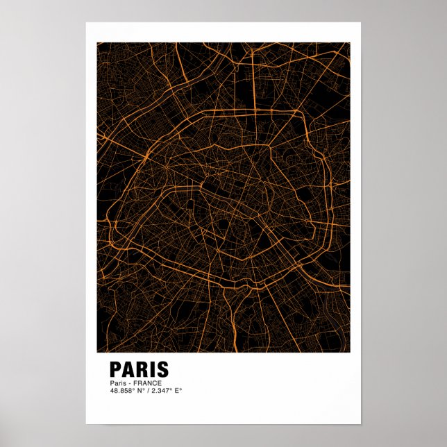 Poster do Mapa de Paris - Estilo do Mapa de Ouros  (Frente)