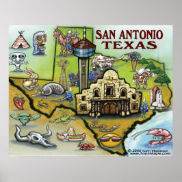 Poster do Mapa de San Antonio TEXAS