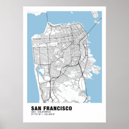 Poster do Mapa de São Francisco - Mapa Branco da C