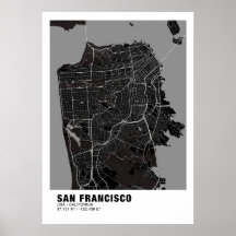 Poster do Mapa de São Francisco - Mapa Preto da Ca