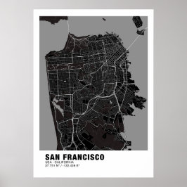 Poster do Mapa de São Francisco - Mapa Preto da Ca