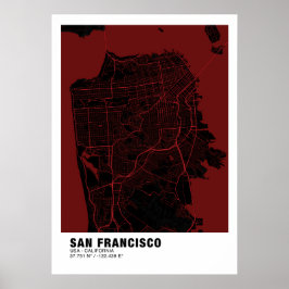 Poster do Mapa de São Francisco - Mapa Vermelho da