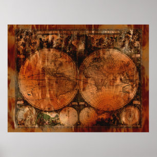 Poster do mapa de Velho Mundo do vintage dos Arty