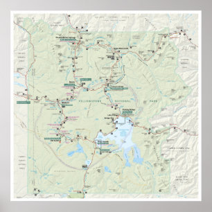 Poster do mapa de Yellowstone