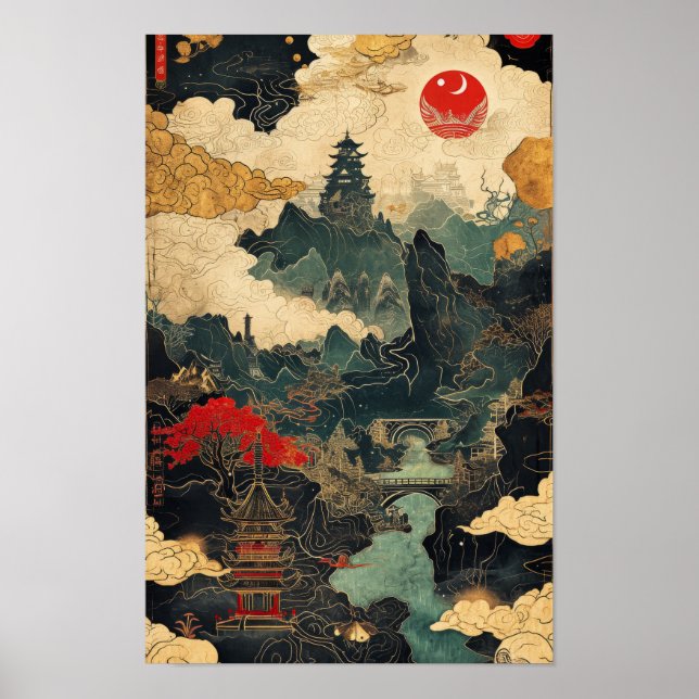 Poster do Mapa Detalhado da Ásia (Frente)