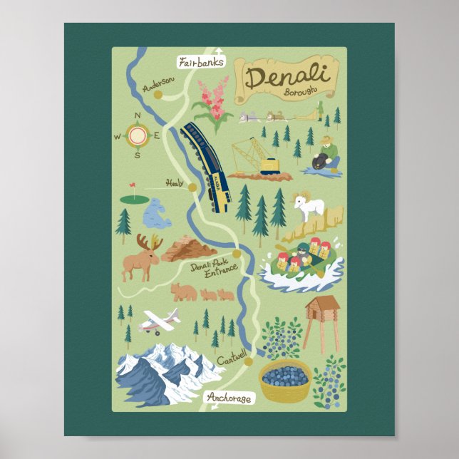 Poster do Mapa do Borough Denali (Frente)