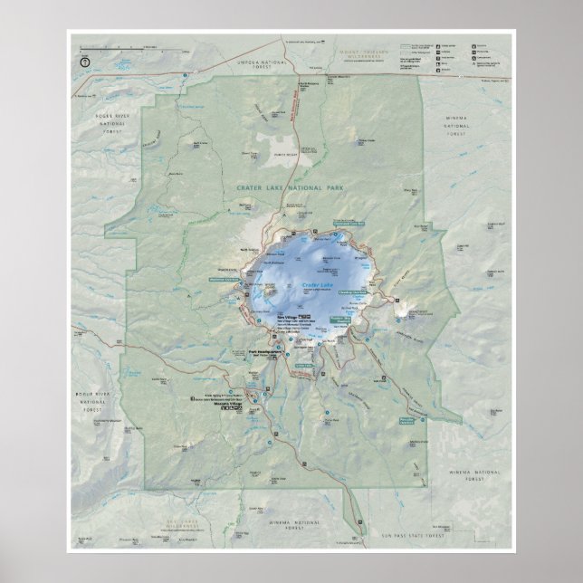 Poster do mapa do Lago Crater (Frente)