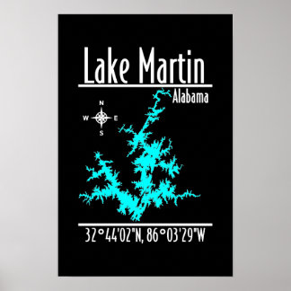 Pôster do Mapa do Lago Martin Alabama