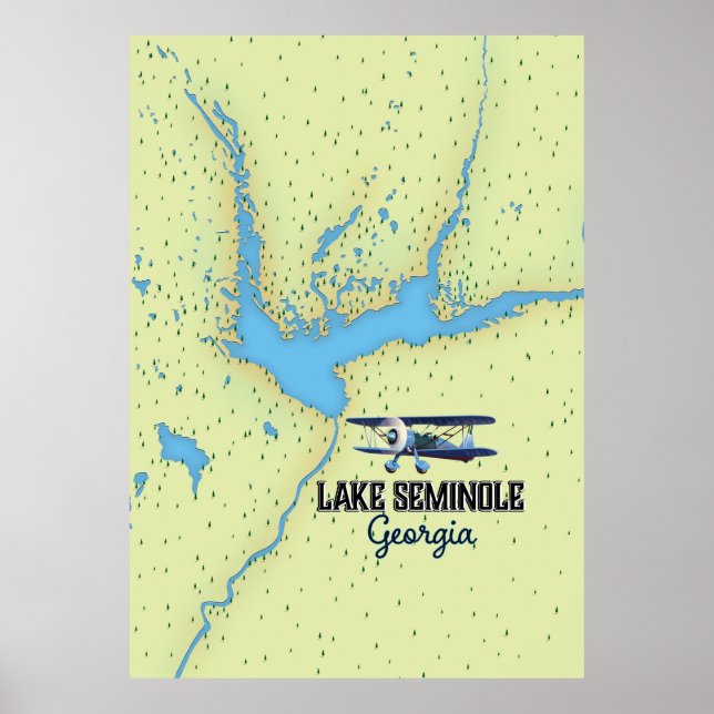 Poster do Mapa do Lago Seminole Georgia (Frente)