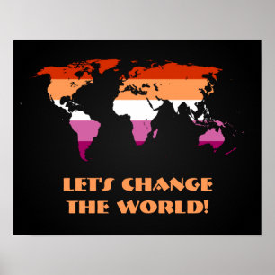 Poster do mapa do mundo do orgulho lésbico