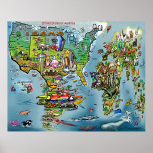 Poster do Mapa do Mundo do Texas