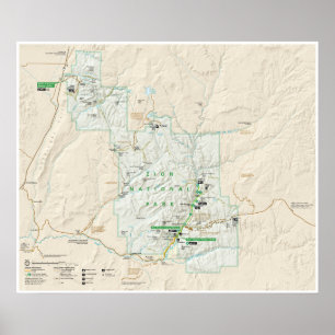 Poster do mapa do parque nacional de Zion (Utá)