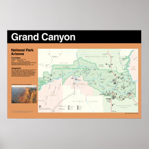 Poster do mapa do parque nacional do Grand Canyon