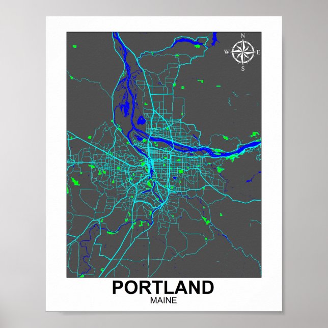 Poster do Mapa do Portland (Frente)