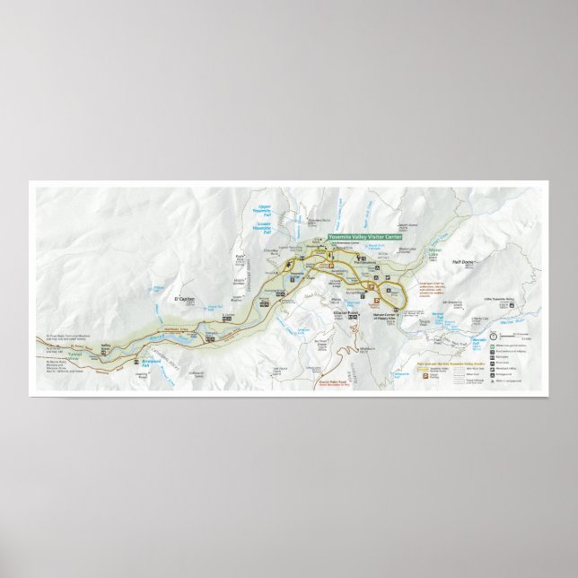 Poster do mapa do Vale do Yosemite (Frente)