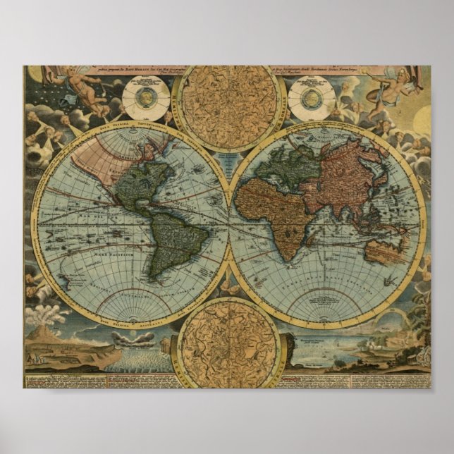 poster do Mapa do Velho Mundo de Homann 1716 (Frente)