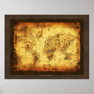 Poster do Mapa do Velho Mundo Rustic Grunge (Grand