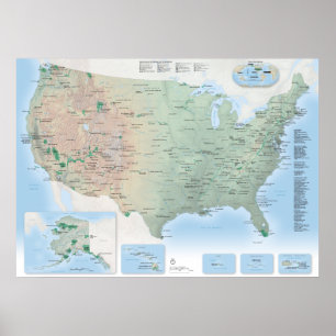 Poster do mapa dos Parques Nacionais dos EUA