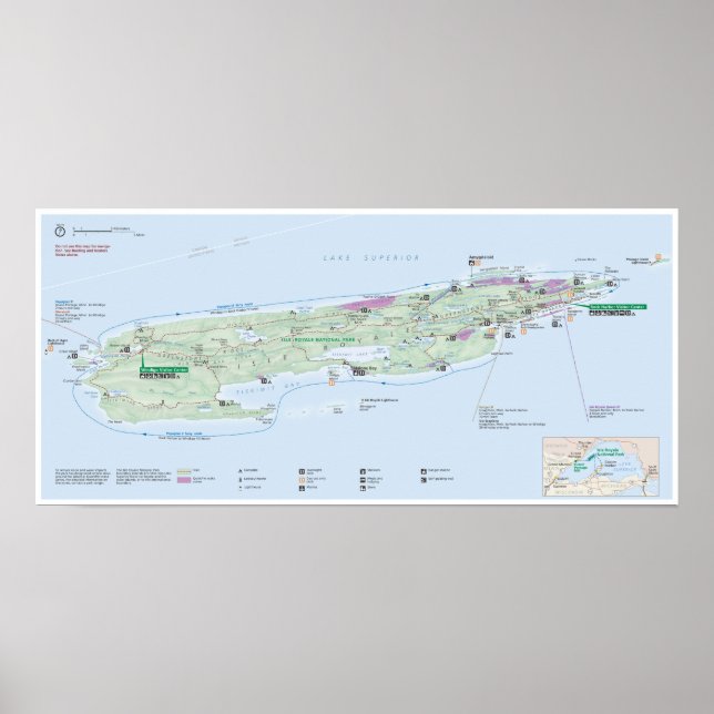 Poster do mapa Isle Royale (Michigan) (Frente)