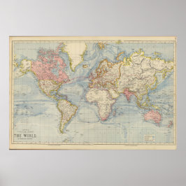 Pôster do Mapa Mundial Cores Pastel Vintage