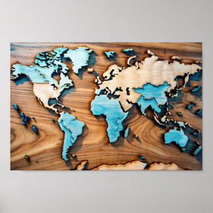 poster do Mapa Mundial de Arte em Parede 3D