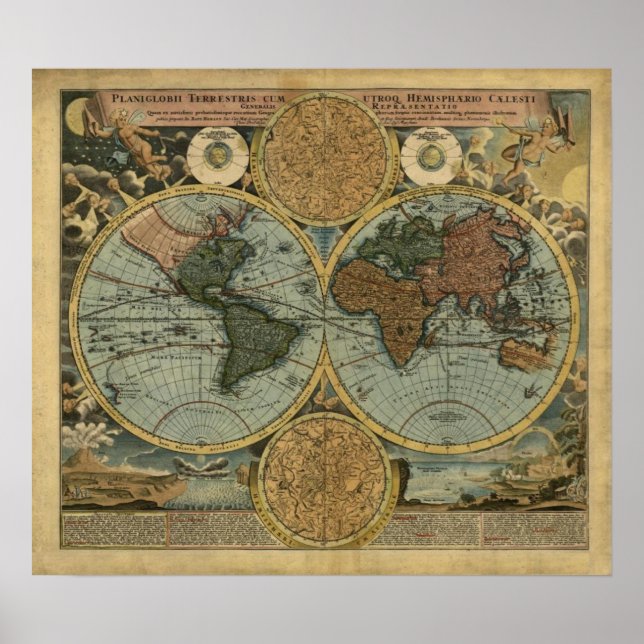 Poster do Mapa Mundial Vintage - Mapa Mundial Homa (Frente)