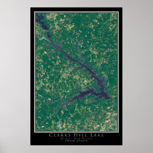 Poster do Mapa por Satélite do Lago Clarks Georgia
