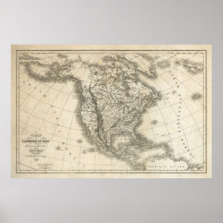 Poster do Mapa Vintage Norte-Americano
