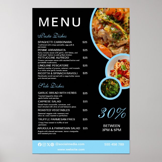 Poster do menu do Elegant Restaurant Personalizáve (Frente)