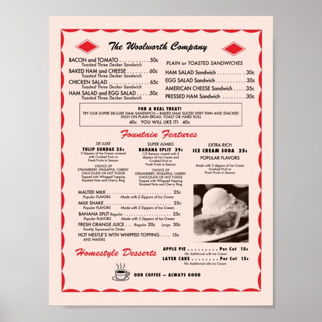 Poster do menu Soda Fountain (Frente)