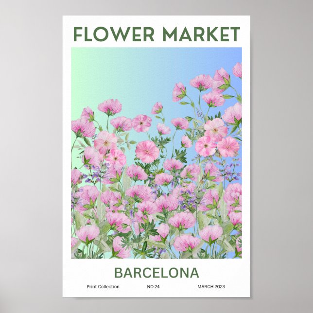 Poster do Mercado Colorido de Flores de Barcelona (Frente)