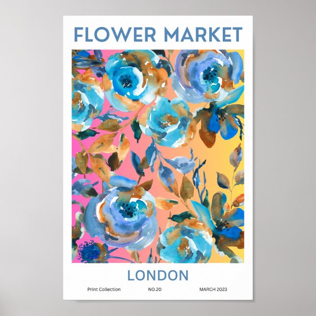 Poster do Mercado de Flores Coloridas de Londres (Frente)
