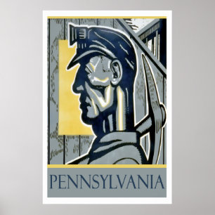 Poster do mineiro de WPA Pensilvânia do vintage