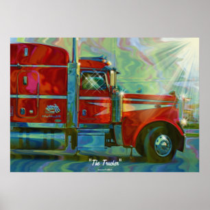Pôster Do motorista vermelho de FreightlinerTruck do