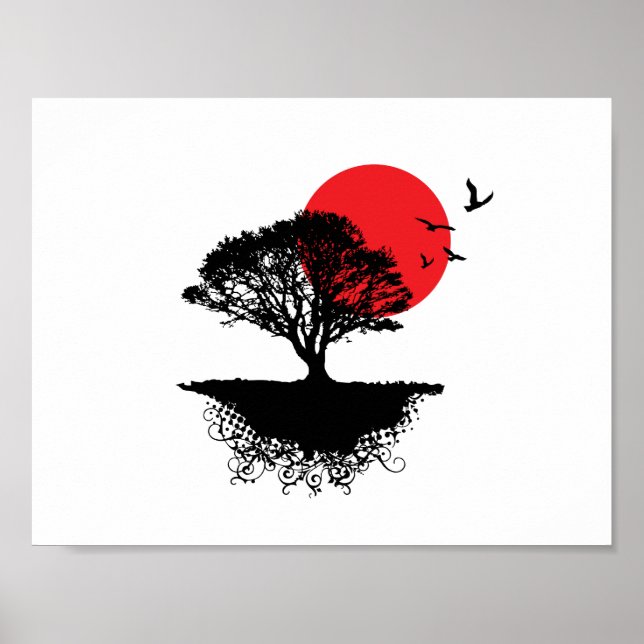 Poster do nascer do sol asiático (Frente)