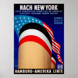 Poster do navio de Hamburgo Amerika do vintage