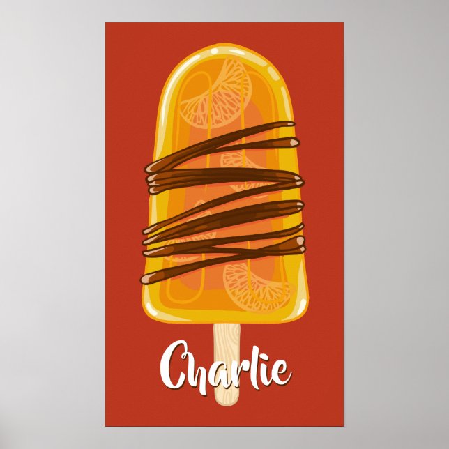 Poster do nome personalizado do picolé laranja (Frente)