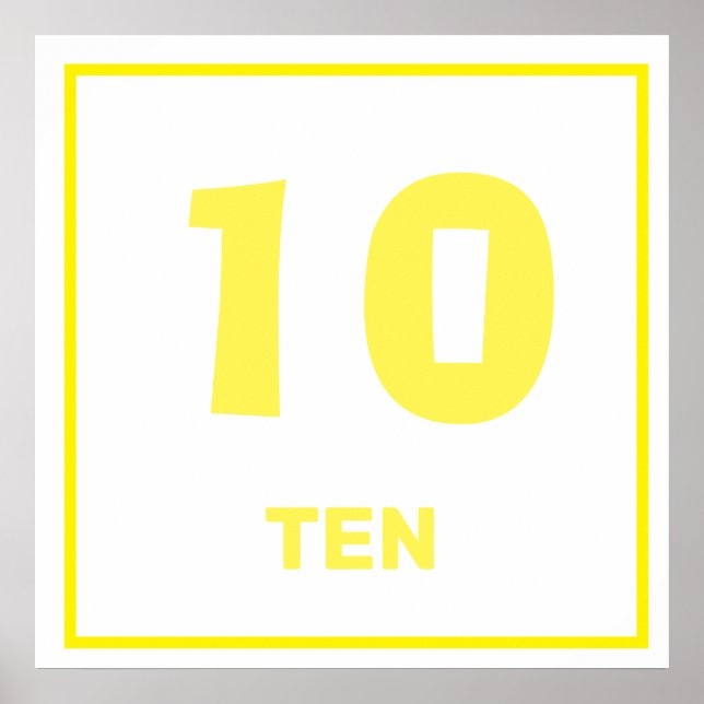 Poster do número dez amarelo (Frente)